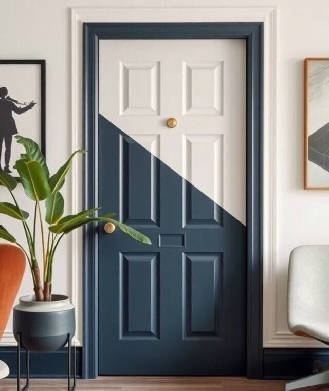 Two-tone color block closet doors
