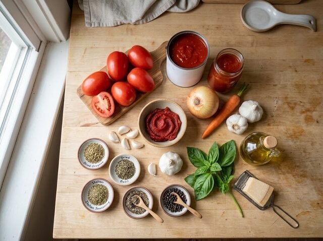 Homemade spaghetti sauce with flavorful herbs and spices
