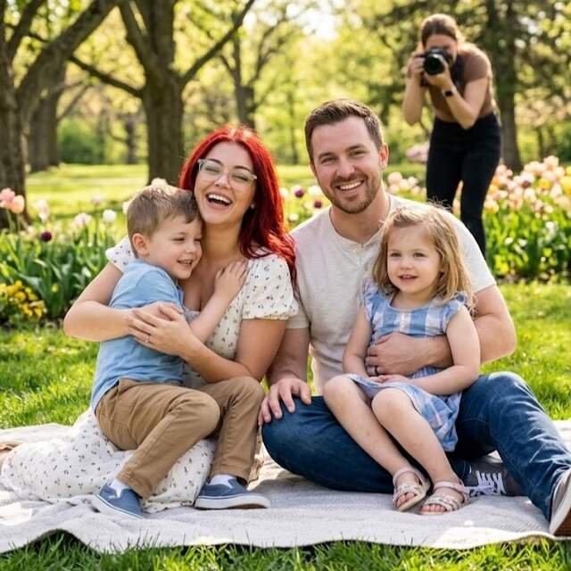 Professional family photo session with parents and children