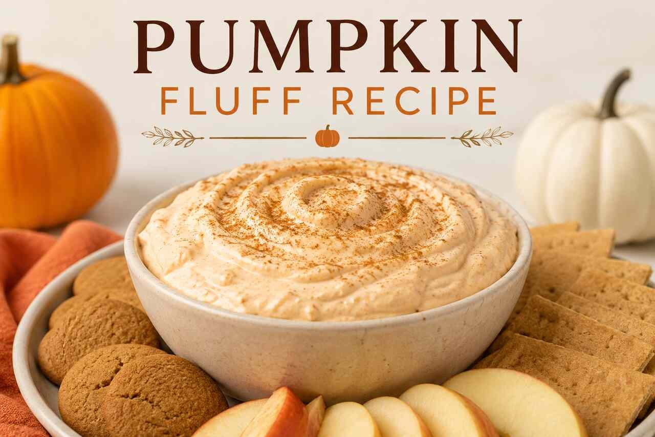 Creamy pumpkin cheesecake fluff topped with cinnamon and pecans in a bowl