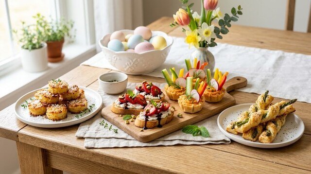 Favorite Easter appetizers on a spring table