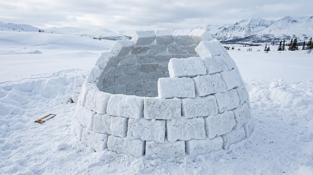 Creating the curved dome of a snow igloo