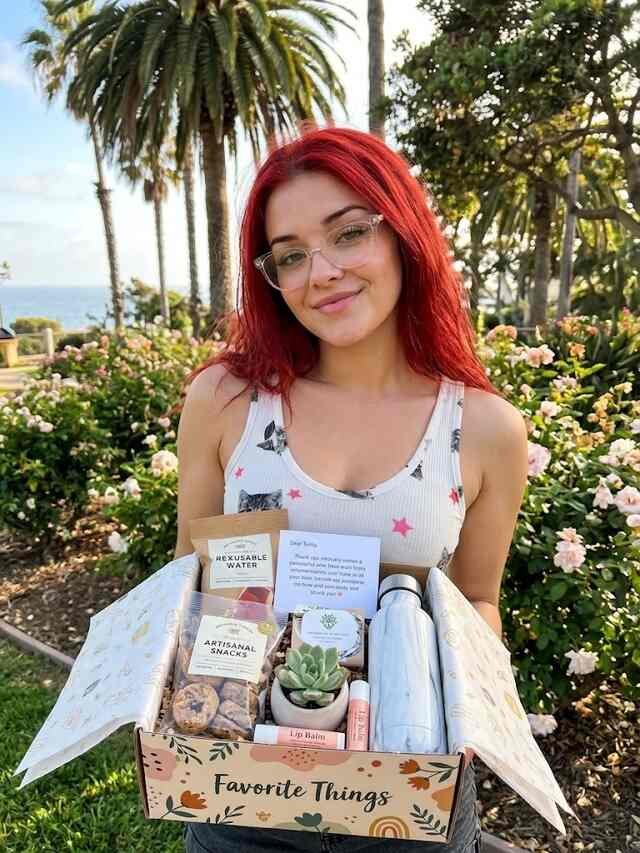 Favorite things delivery box filled with thoughtful gifts