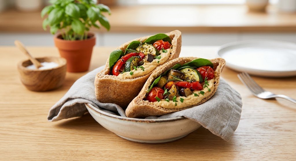 Hummus and Roasted Vegetable Pita Pockets

