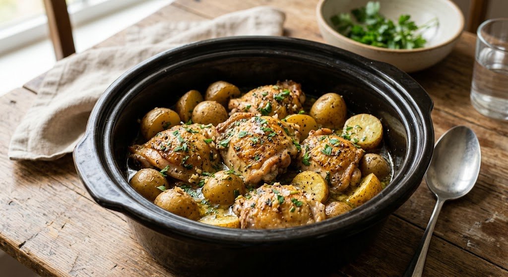 Slow Cooker Garlic Butter Chicken and Potatoes