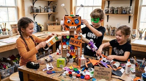 Recycled Halloween robot craft