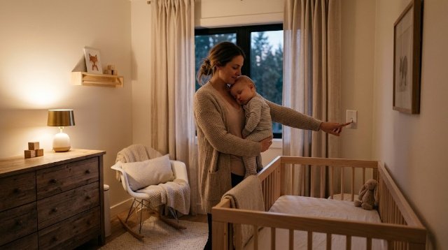 Dim nursery for an overtired baby's bedtime