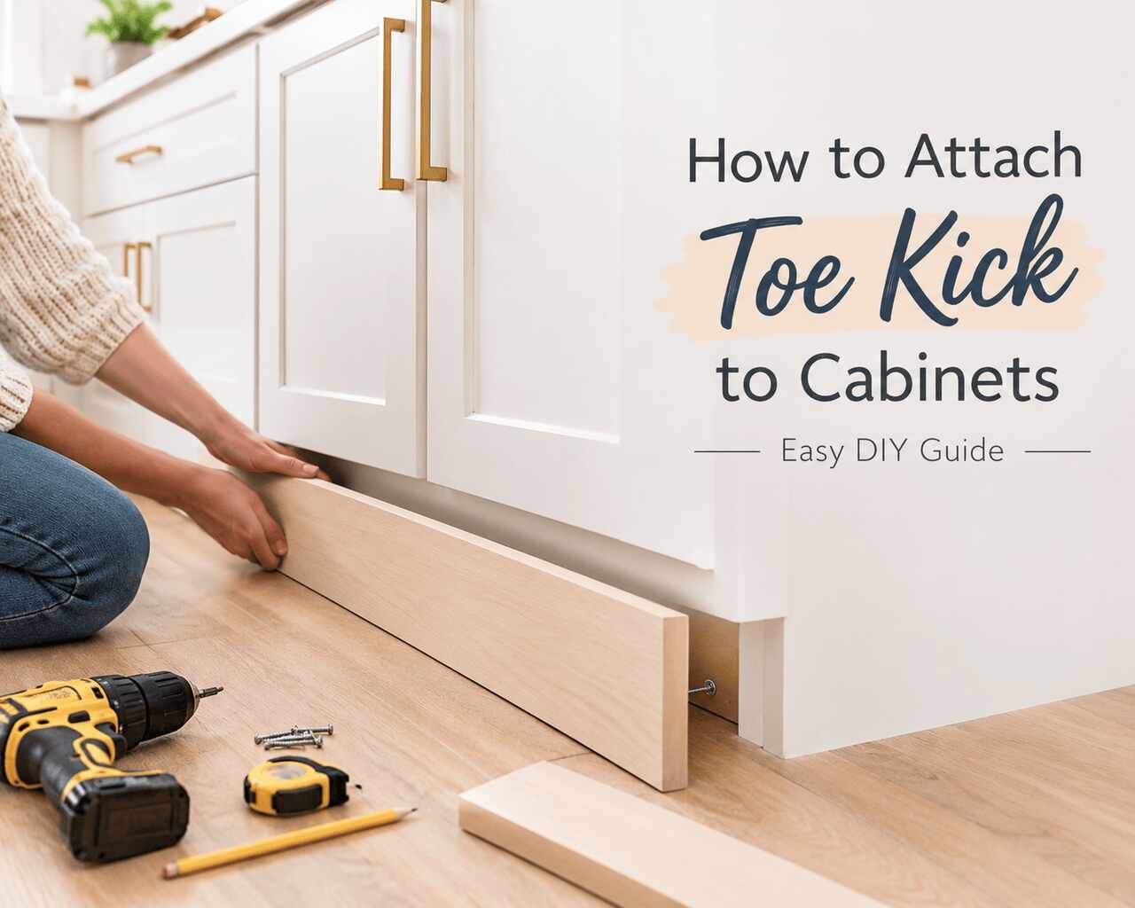 How to attach toe kick to cabinets with simple DIY steps