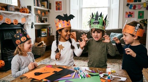 DIY Halloween paper crowns for kids