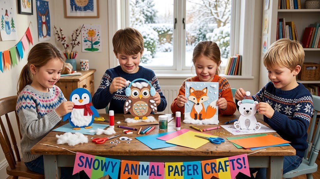 Snowy animal paper crafts