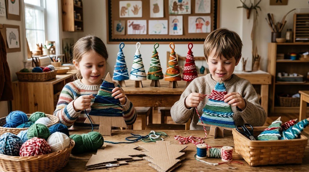 Yarn-wrapped winter trees