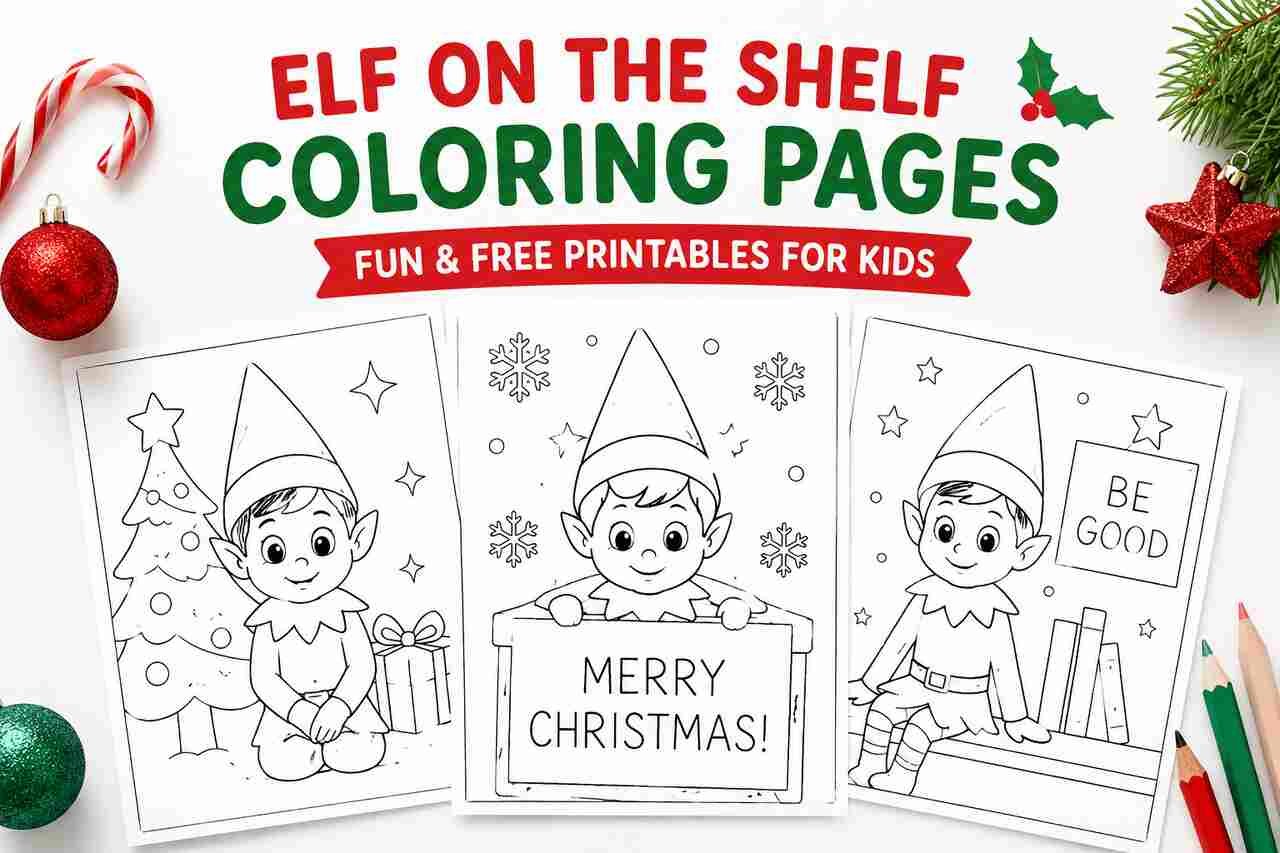 Elf on the Shelf coloring pages for kids