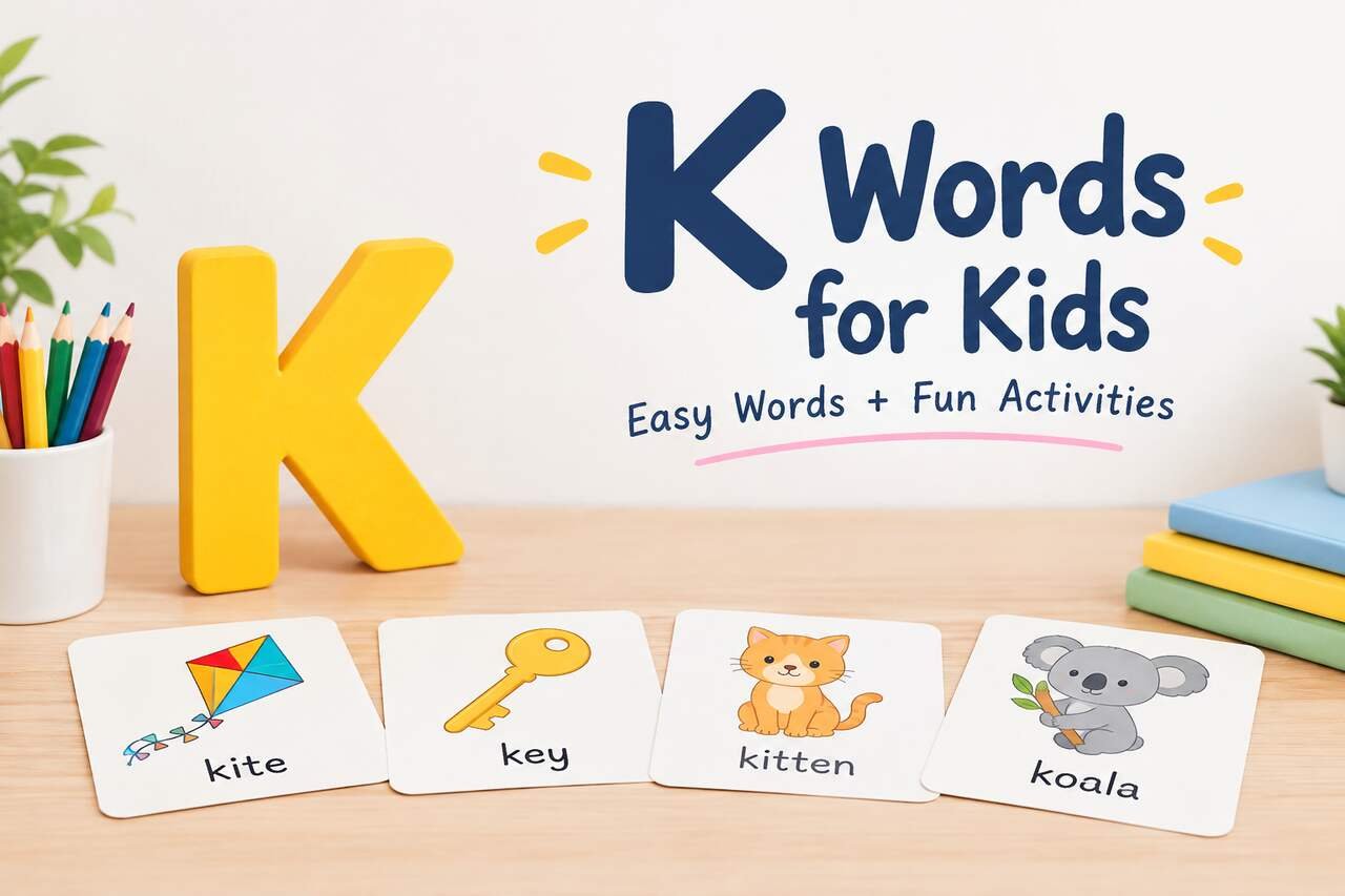 K words for kids learning activity