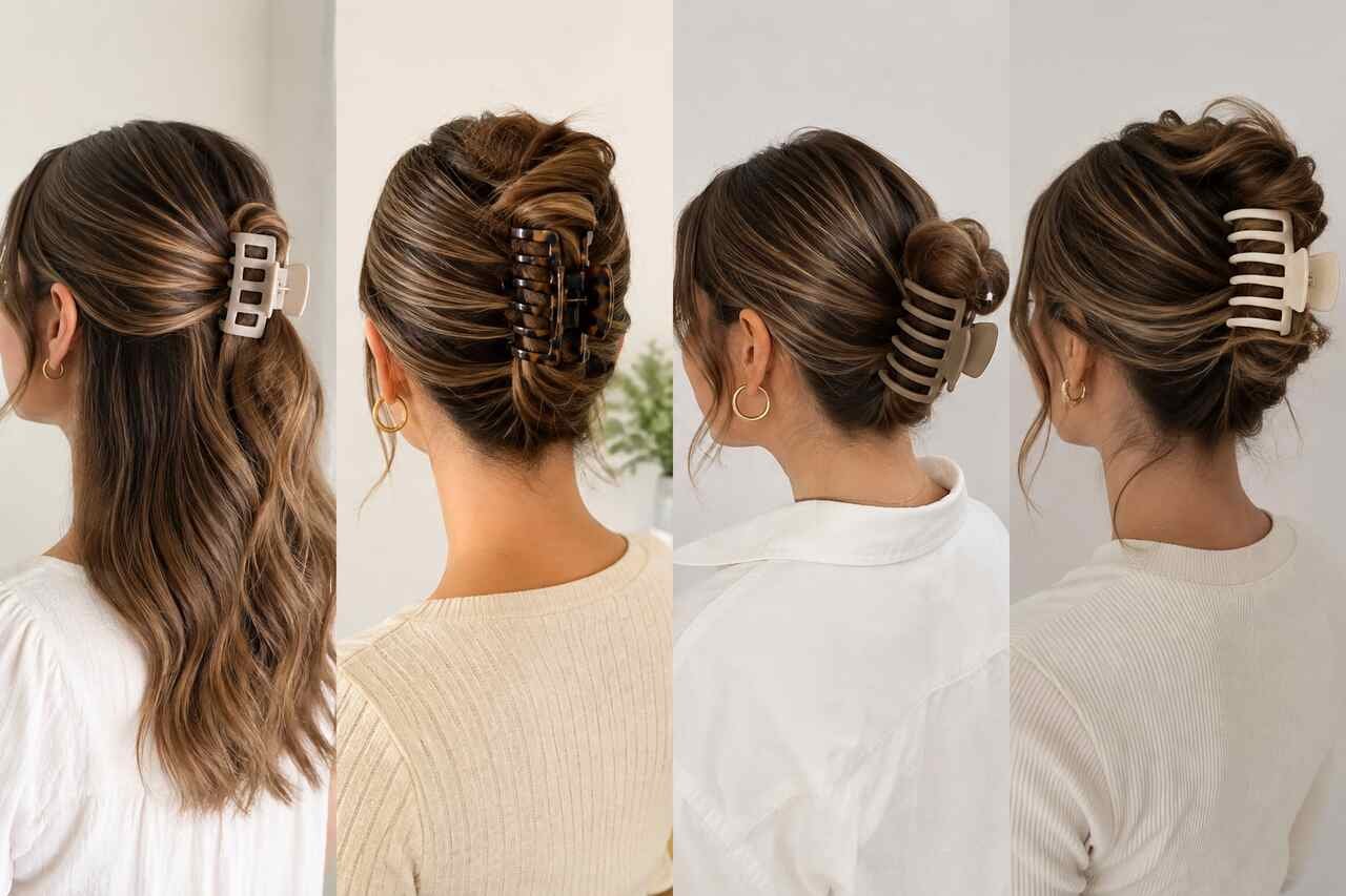 Easy claw clip hairstyles for everyday busy days