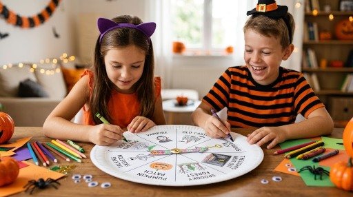 Halloween story wheel craft for kids