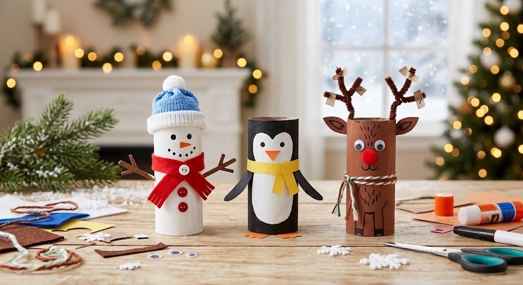 Cardboard tube winter characters