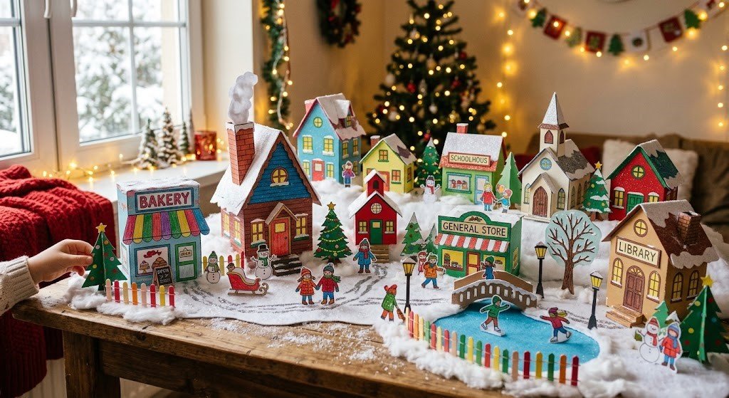 Paper winter village craft