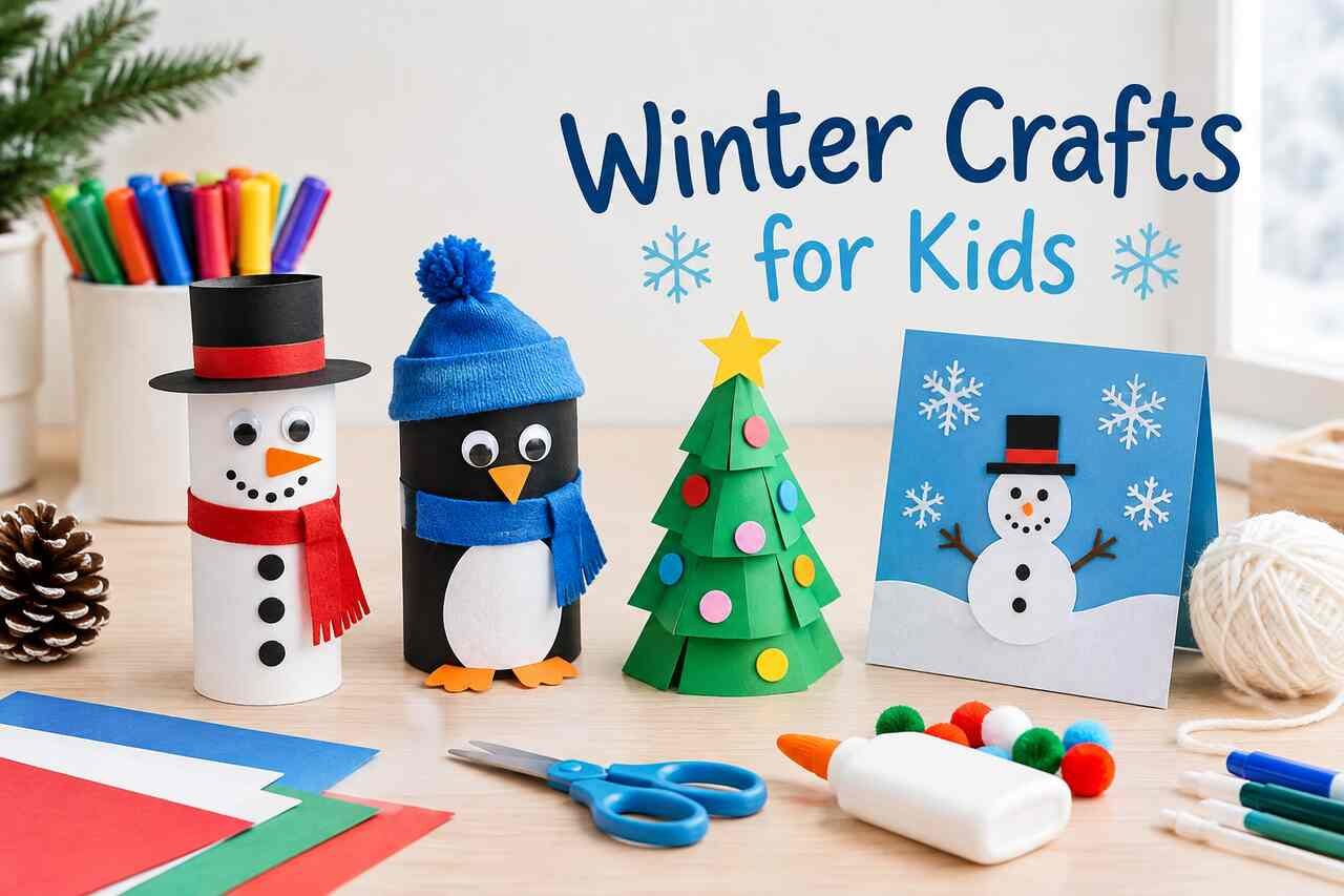 Winter crafts for kids made with simple craft supplies