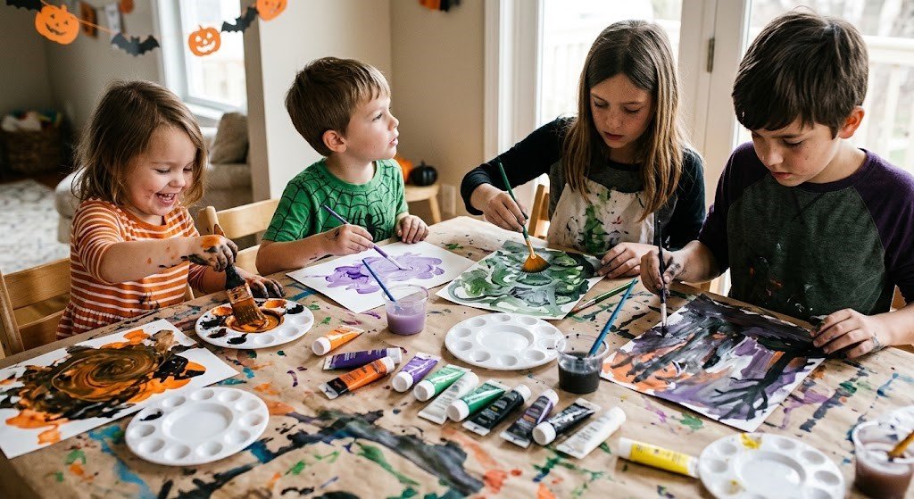 Halloween color mixing experiment for kids