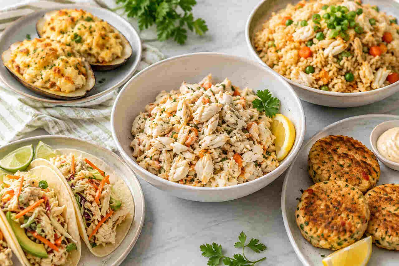 Easy crab meat recipes served for a family seafood meal