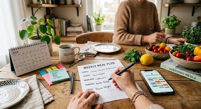 10-minute family meal planning routine with printable planner