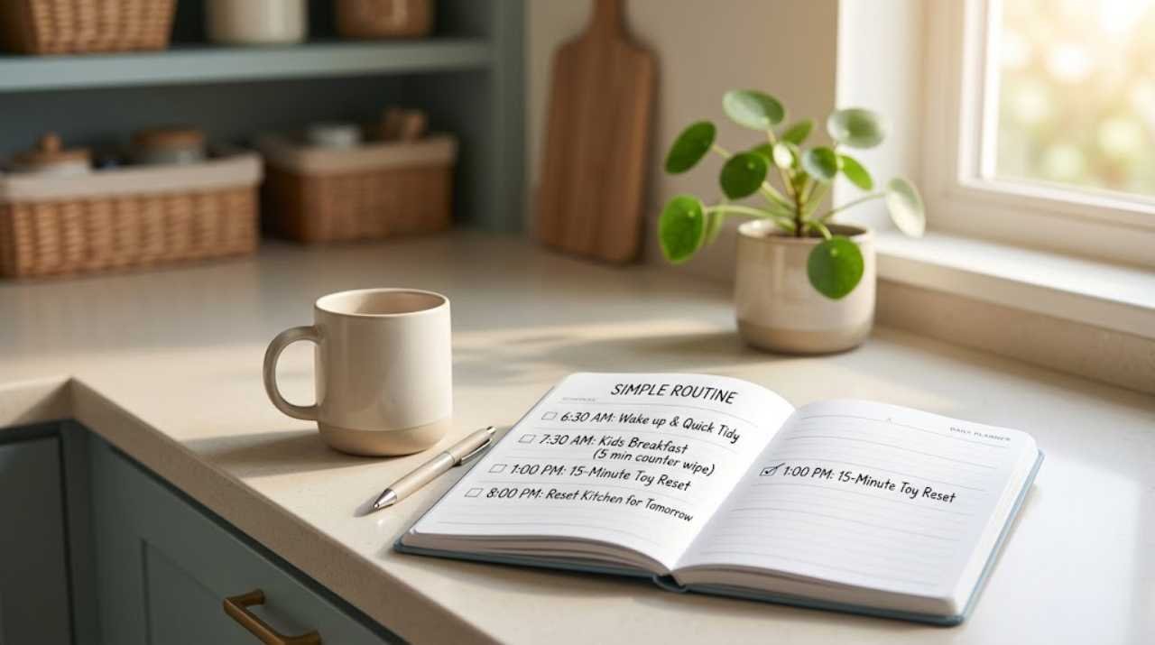 decluttering schedule for a busy mom organizing her home