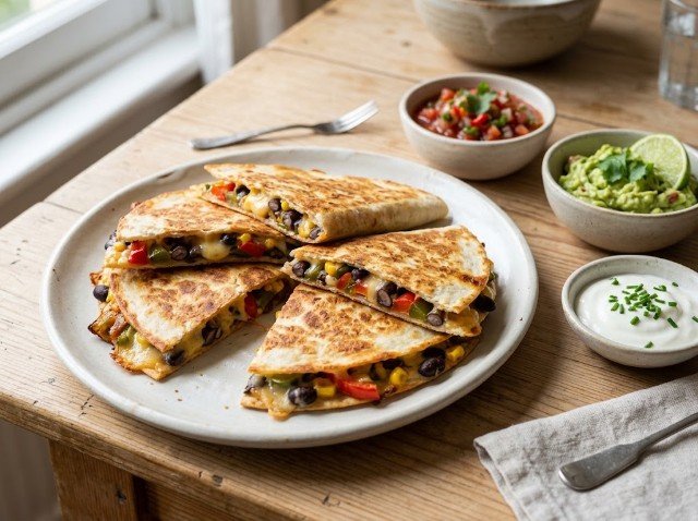 Black bean and cheese quesadillas for an easy no-oven dinner