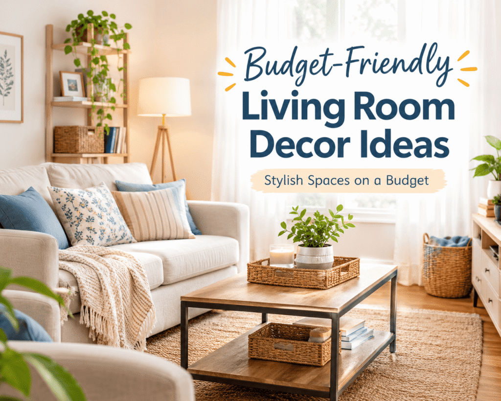 Budget-friendly living room decor ideas with affordable furniture, cozy seating, and simple family-friendly accessories