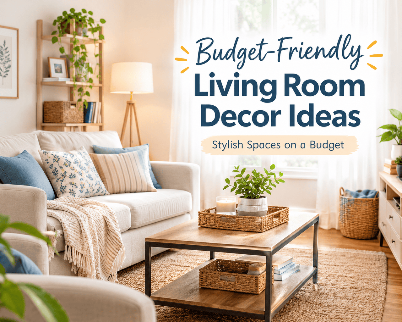 Budget-friendly living room decor ideas with affordable furniture, cozy seating, and simple family-friendly accessories