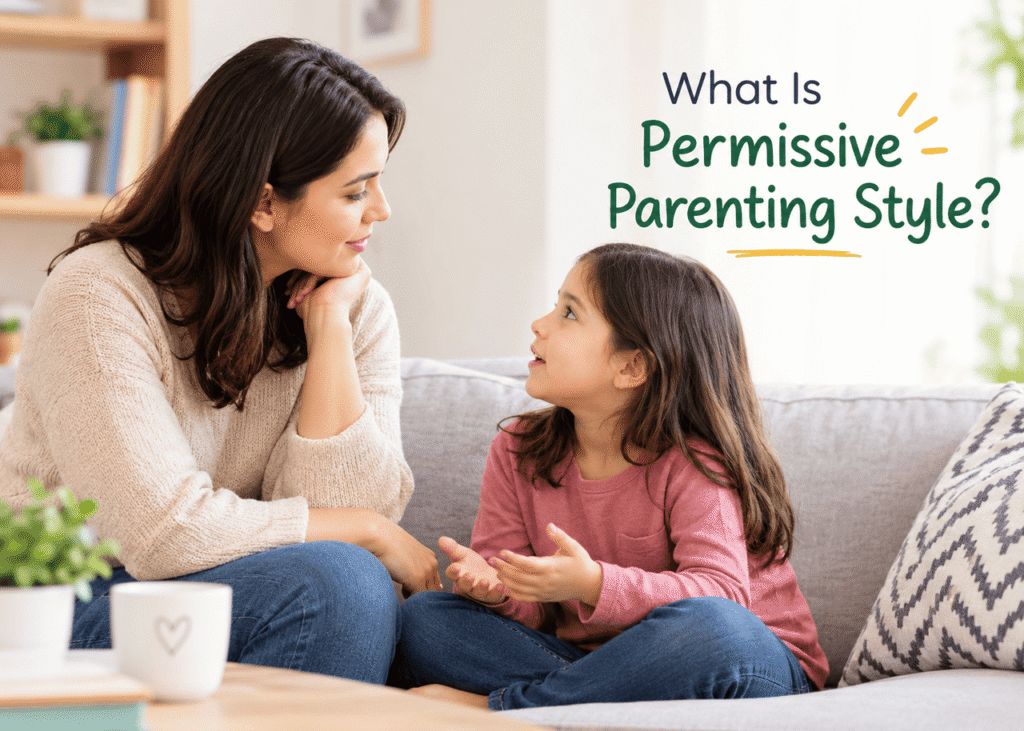 Mother talking calmly with her child about boundaries and parenting choices.